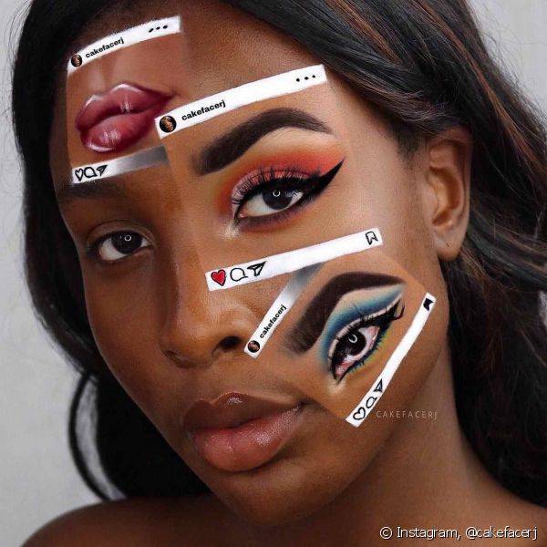 As maquiagens artísticas na hashtag #Instaception foram elaboradas para criar uma crítica à pressão nas redes sociais (Foto: Instagram @cakefacerj)
